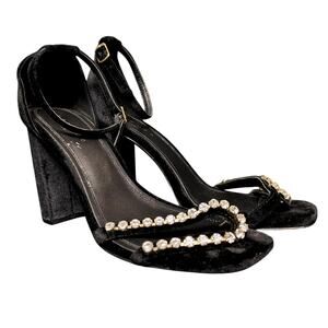 Sandro Crystal Embellished Black Suede Women's Pumps EU 40 $340 Retail Excellent
